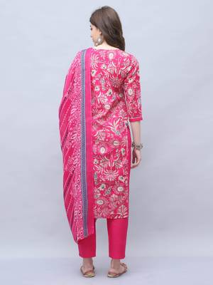 women's cotton blend floral printed kurta & pant with dupatta 3
