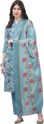 women's cotton blend floral printed kurta & pant with dupatta 2