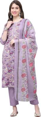 women's cotton blend floral printed kurta & pant with dupatta 2