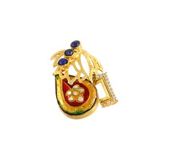 Lapis and cubic zircon handmade meenakari ring Adjustable 3