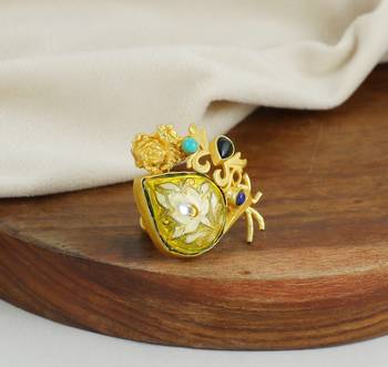 Black onyx turquoise handmade meena ring Adjustable 2