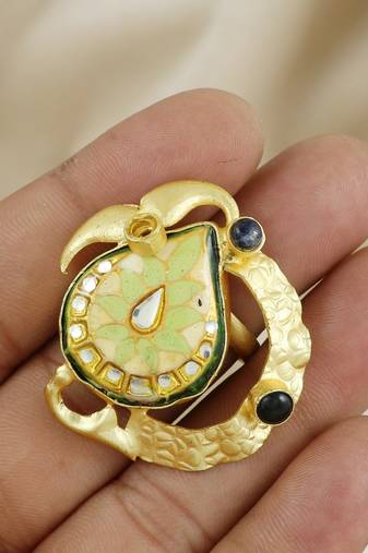 Black onyx handmade meenakari vintage ring Adjustable
