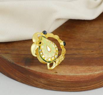 Black onyx handmade meenakari vintage ring Adjustable 2