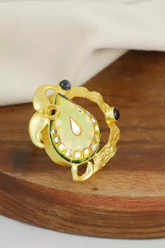Black onyx handmade meenakari vintage ring Adjustable