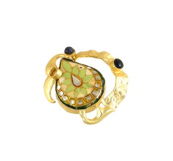 Black onyx handmade meenakari vintage ring Adjustable 3