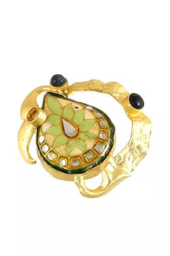 Black onyx handmade meenakari vintage ring Adjustable