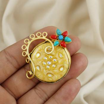 Red coral and turquoise handmade meenakari ring Adjustable 1
