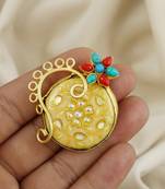 Red coral and turquoise handmade meenakari ring Adjustable