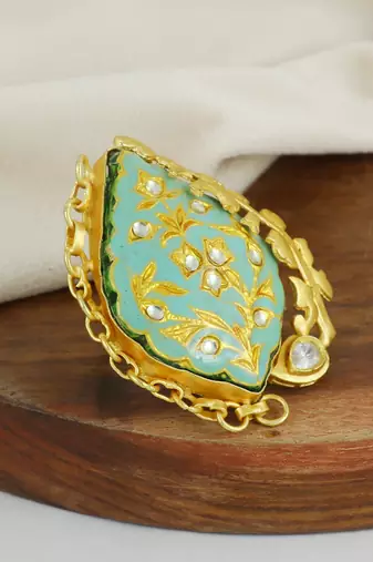 Polki handmade meenakari vintage Adjustable ring Adjustable
