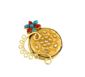 Red coral and turquoise handmade meenakari ring Adjustable 3