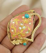 Turquoise and cubic zircon handmade meenakari ring Adjustable