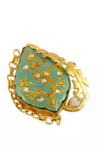 Polki handmade meenakari vintage Adjustable ring Adjustable