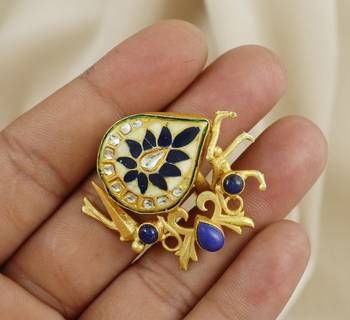 Lapis lazuli handmade meenakari vintage ring Adjustable 1
