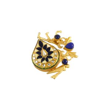 Lapis lazuli handmade meenakari vintage ring Adjustable 3