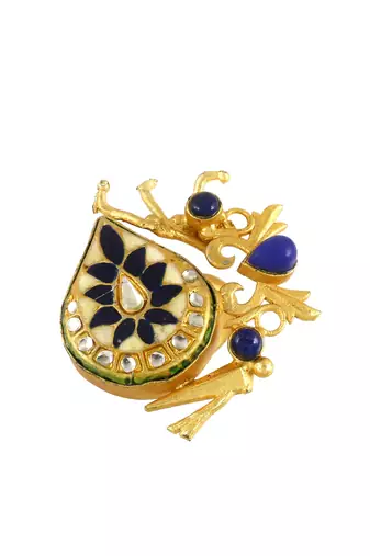 Lapis lazuli handmade meenakari vintage ring Adjustable