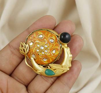 Black-green onyx handmade meenakari ring Adjustable 1