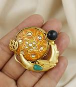 Black-green onyx handmade meenakari ring Adjustable