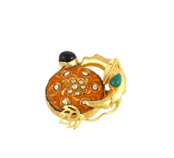 Black-green onyx handmade meenakari ring Adjustable 3