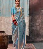 Light blue handloom weaving saree