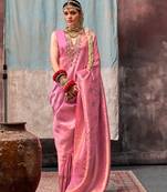 Light pink handloom weaving saree