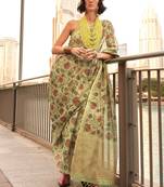 Cream handloom weaving saree