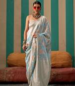 Light blue (sky) handloom linen saree