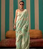 Light green (sea green) handloom linen saree