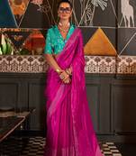 Hot pink viscose handloom saree