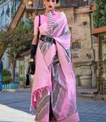 Medium pink rangkaat handwoven soft silk saree