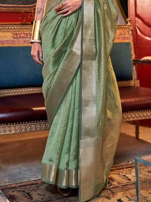 Light green soft silk handloom weaving saree 4