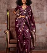 Mauve pink zari tissue handloom weaving saree