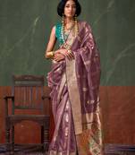 Plum paithani zari tissue saree