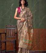 Antique gold paithani zari tissue saree