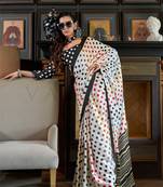 Polka dot multicolor patola printed satin crepe saree