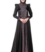Sequence Embellished Black Satin Abaya
