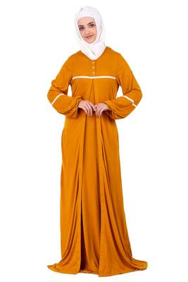 Mustard Jersey Lace Abaya 1