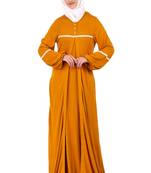 Mustard Jersey Lace Abaya