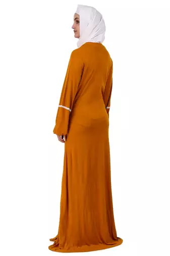 Mustard Jersey Lace Abaya