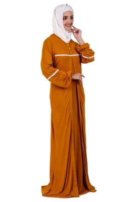 Mustard Jersey Lace Abaya 5