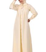 Front Open Cotton Cream Color Abaya