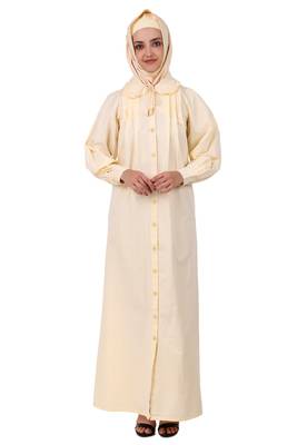 Front Open Cotton Cream Color Abaya 2