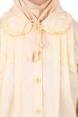 Front Open Cotton Cream Color Abaya 7