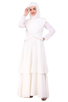 Designer Royal Look White Abaya 4