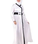 Fancy White Satin Abaya