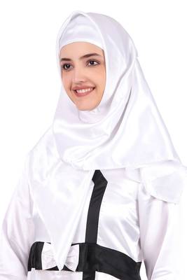 Fancy White Satin Abaya 5