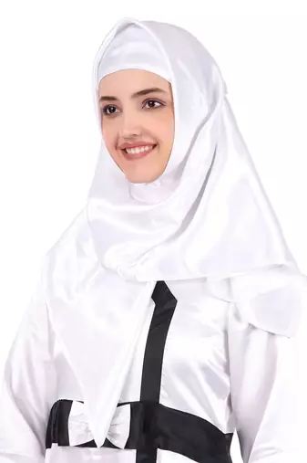 Fancy White Satin Abaya
