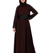 Brown Nida and Jersey Fancy Lace Abaya