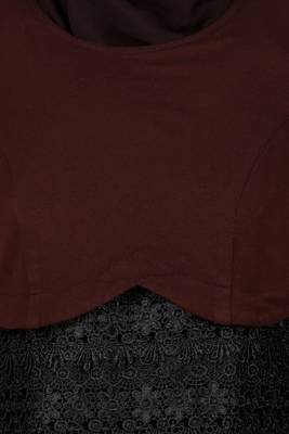 Brown Nida and Jersey Fancy Lace Abaya 6