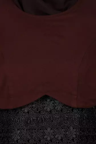 Brown Nida and Jersey Fancy Lace Abaya