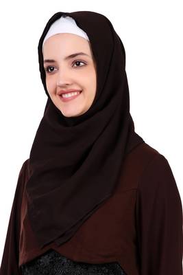 Brown Nida and Jersey Fancy Lace Abaya 7